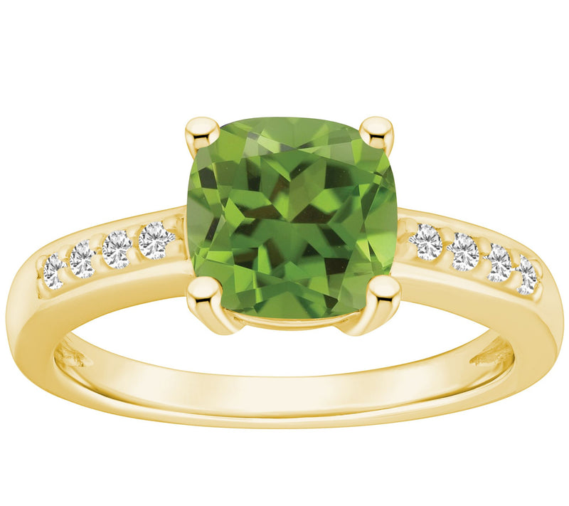 Affinity Gems Cushion Gemstone & Diamond Ring, 14K Gold — View 11