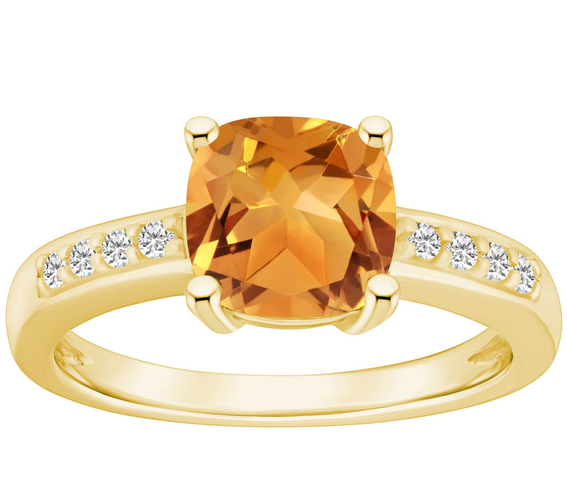 Affinity Gems Cushion Gemstone & Diamond Ring, 14K Gold — View 7