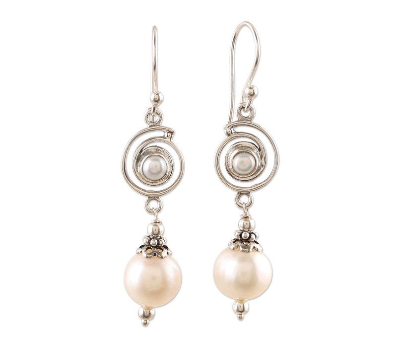 Novica Artisan Crafted Sterling Cultured Pearl Dangle Earrings — Main view