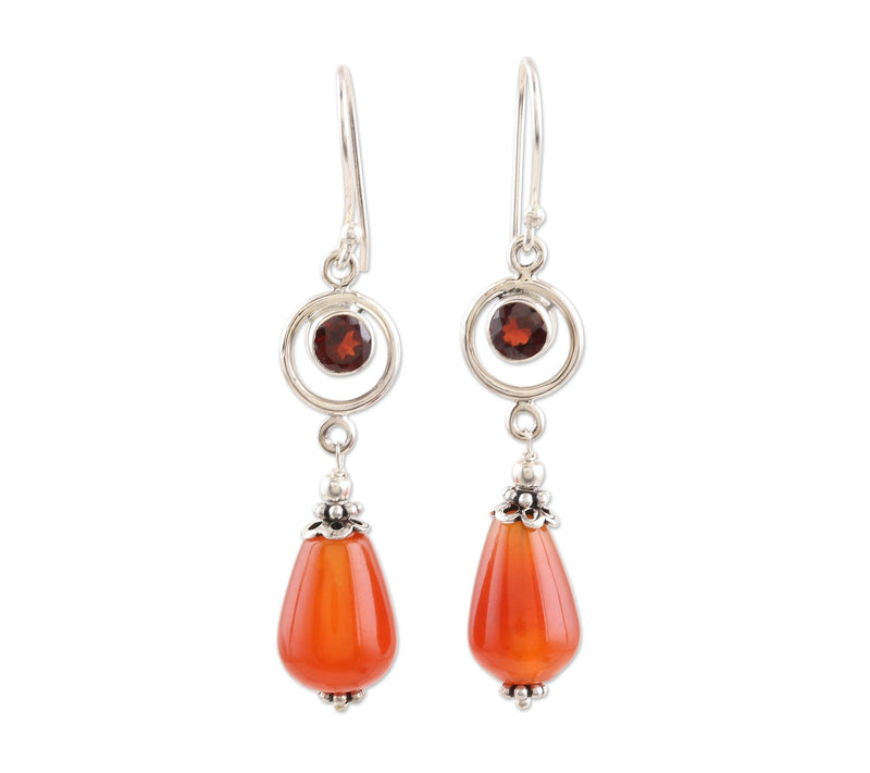 Novica Artisan Crafted Sterling Carnelian & Garnet Earrings — Main view