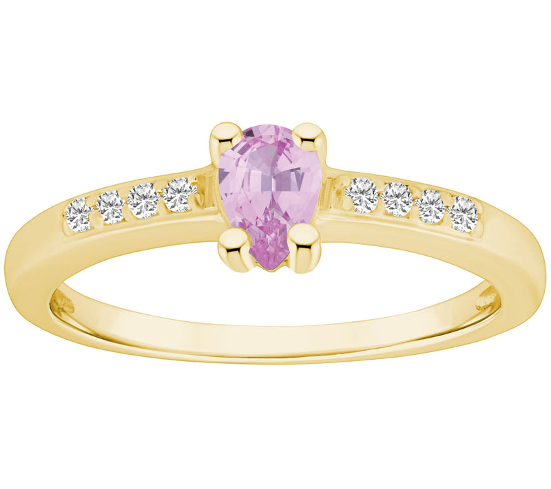 Affinity Gems Pear Gemstone & Diamond Accent Ri ng, 14K Gold — View 5