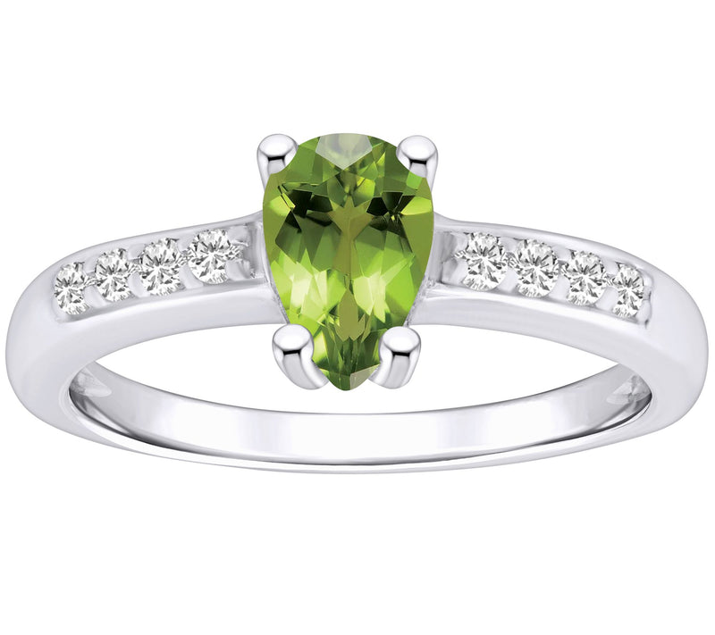 Affinity Gems Pear Gemstone & Diamond Ring, 14K White Gold — View 13