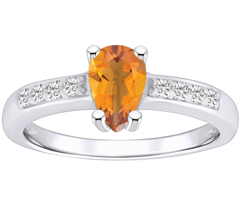 Affinity Gems Pear Gemstone & Diamond Ring, 14K White Gold — View 9