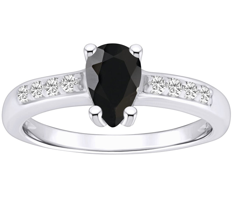 Affinity Gems Pear Gemstone & Diamond Ring, 14K White Gold — View 5