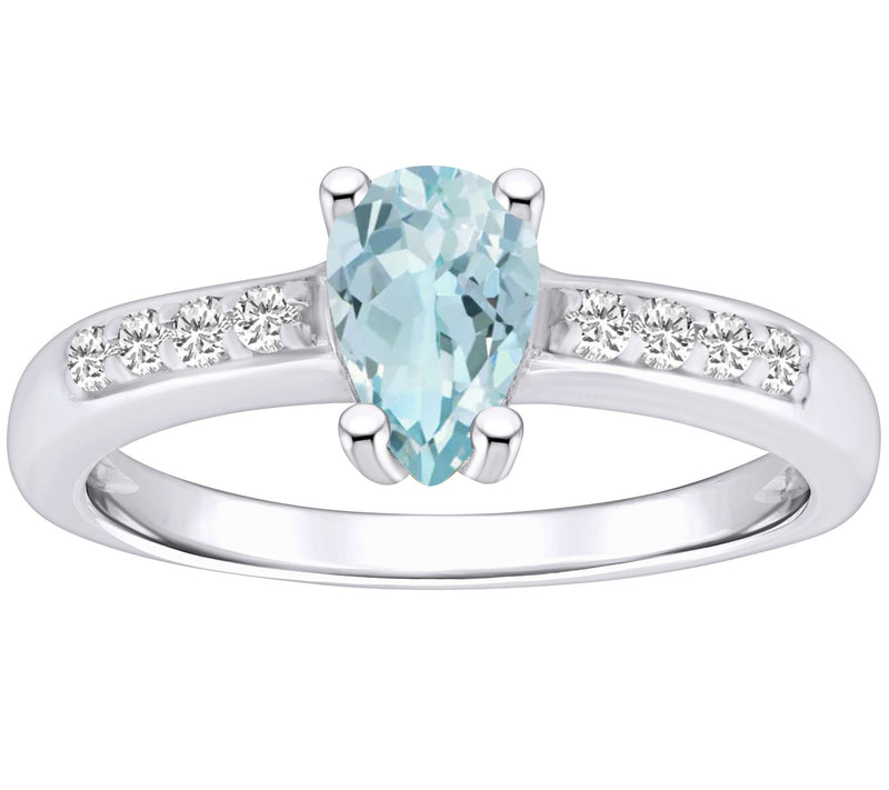Affinity Gems Pear Aquamarine & Diamond Ring, 1 4K Gold — View 3