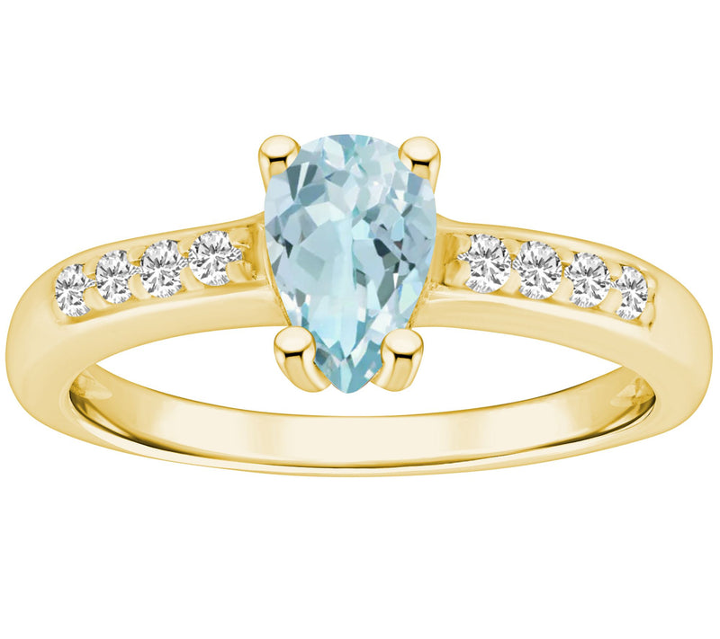 Affinity Gems Pear Aquamarine & Diamond Ring, 1 4K Gold — View 5