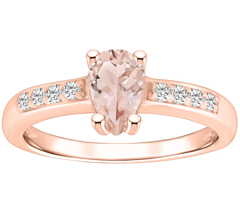 Affinity Gems Pear Morganite & Diamond Ring, 14 K Gold — Main view
