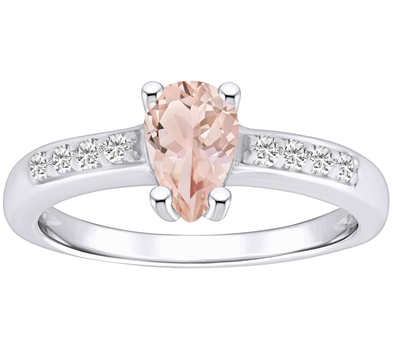 Affinity Gems Pear Morganite & Diamond Ring, 14 K Gold — View 5