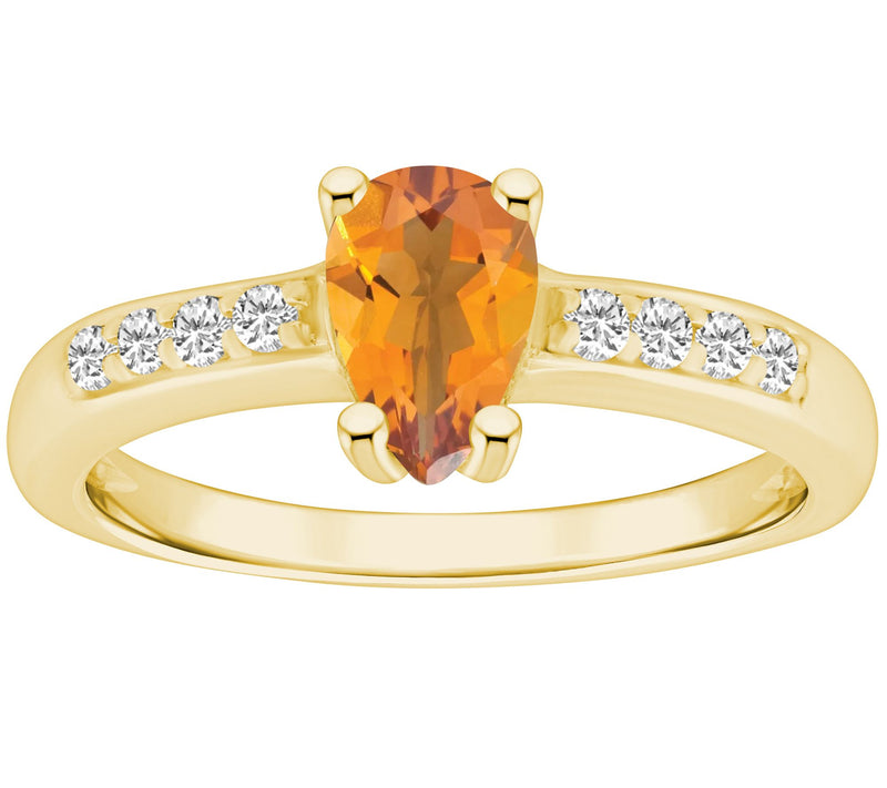 Affinity Gems Pear Cut Gemstone & Diamond Ring, 14K Gold — View 9