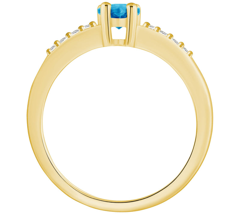 Affinity Gems Pear Cut Gemstone & Diamond Ring, 14K Gold — View 14