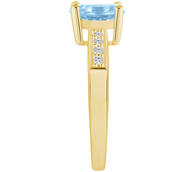 Affinity Gems Oval Aquamarine & Diamond R ing, 14K Gold — View 7