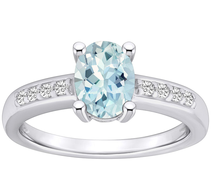 Affinity Gems Oval Aquamarine & Diamond R ing, 14K Gold — Main view