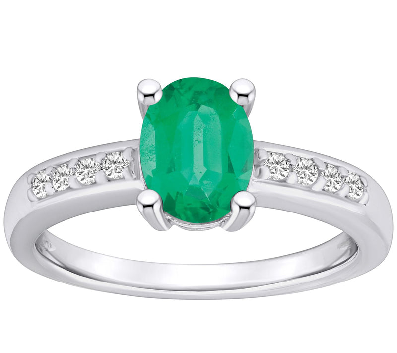 Affinity Gems Oval Emerald & Diamond Accent Rin g, 14K Gold — View 3