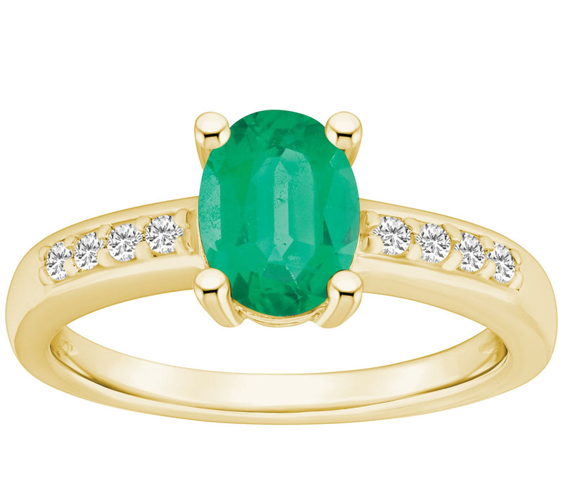 Affinity Gems Oval Emerald & Diamond Accent Rin g, 14K Gold — View 5