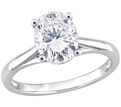 MoissanIce Moissanite 1.90 cttw Oval Solitaire Ring, 14K Gold