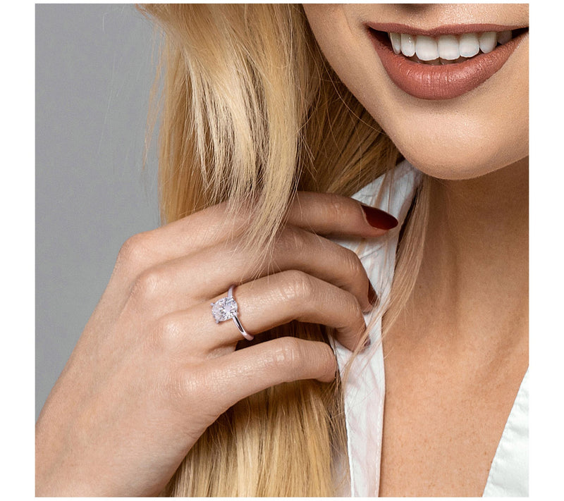 MoissanIce Moissanite 1.90 cttw Oval Solitaire Ring, 14K Gold — View 7