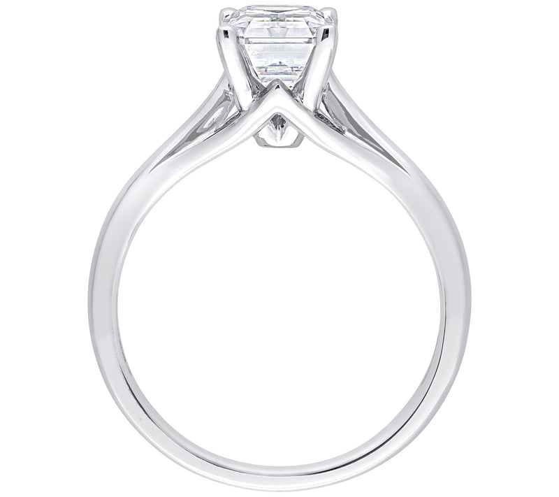 MoissanIce Moissanite 1.70 cttw Emerald Cut Solitaire Ring,14K — View 5