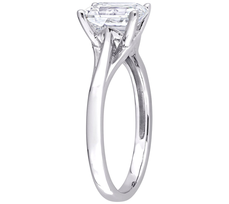 MoissanIce Moissanite 1.70 cttw Emerald Cut Solitaire Ring,14K — View 4