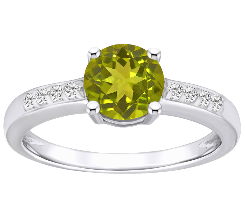 Affinity Gems Round Gemstone & Diamond Ring, 14K White Gold — Main view