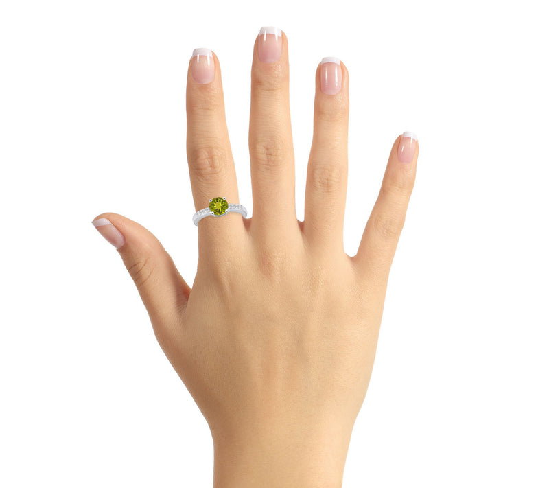 Affinity Gems Round Gemstone & Diamond Ring, 14K White Gold — View 4