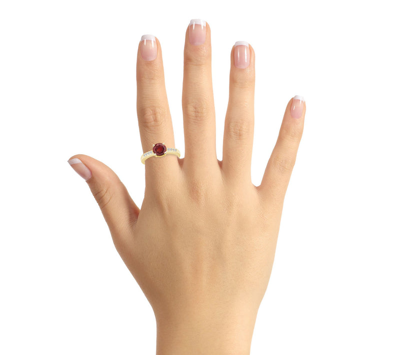 Affinity Gems Round Gemstone & Diamond Ring, 14K Gold — View 4