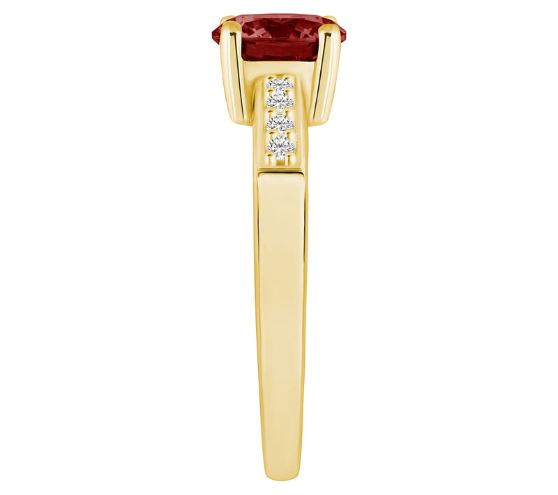 Affinity Gems Round Gemstone & Diamond Ring, 14K Gold — View 3