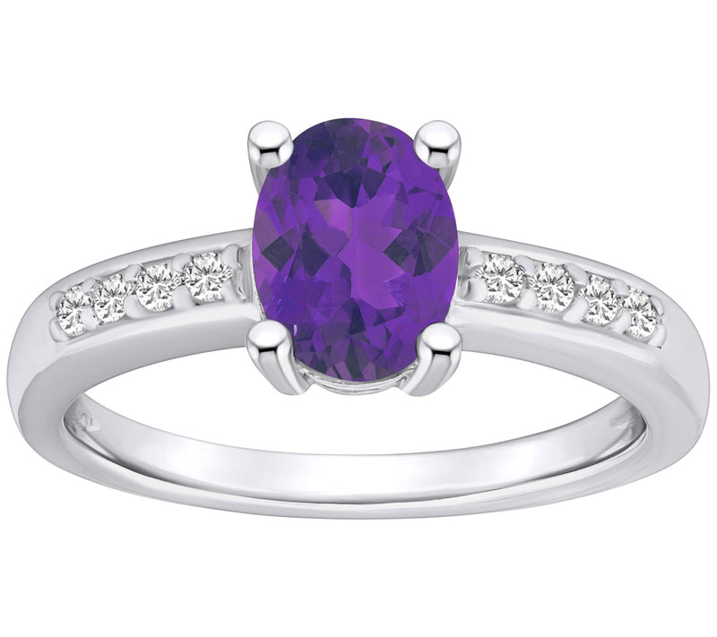 Affinity Gems Oval Gemstone & Diamond Ring, 14K White Gold — View 3