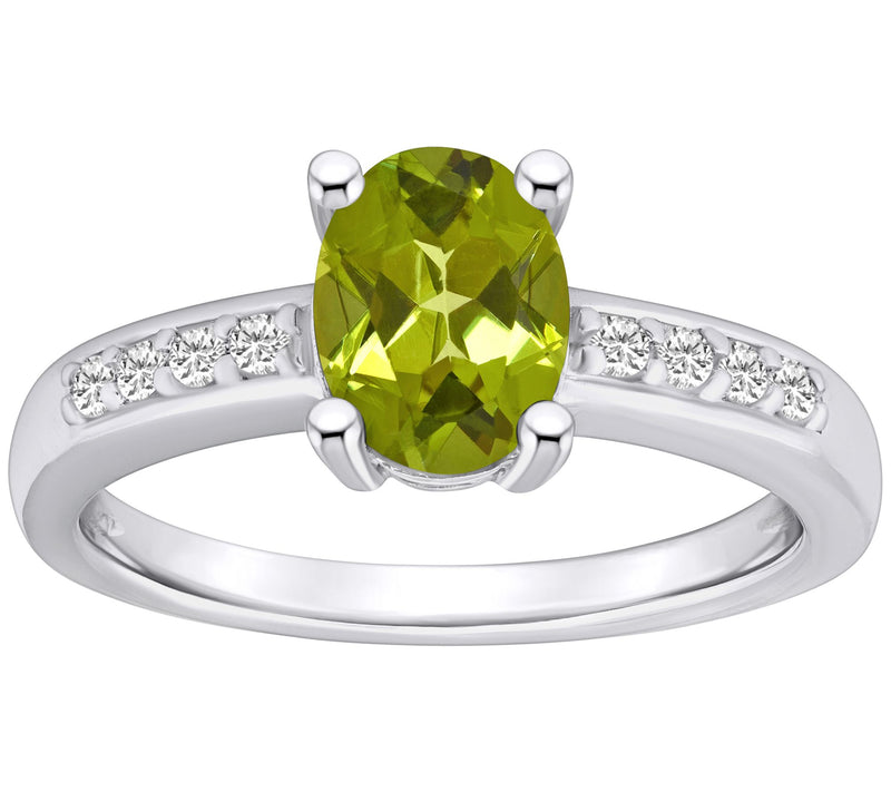 Affinity Gems Oval Gemstone & Diamond Ring, 14K White Gold — View 13