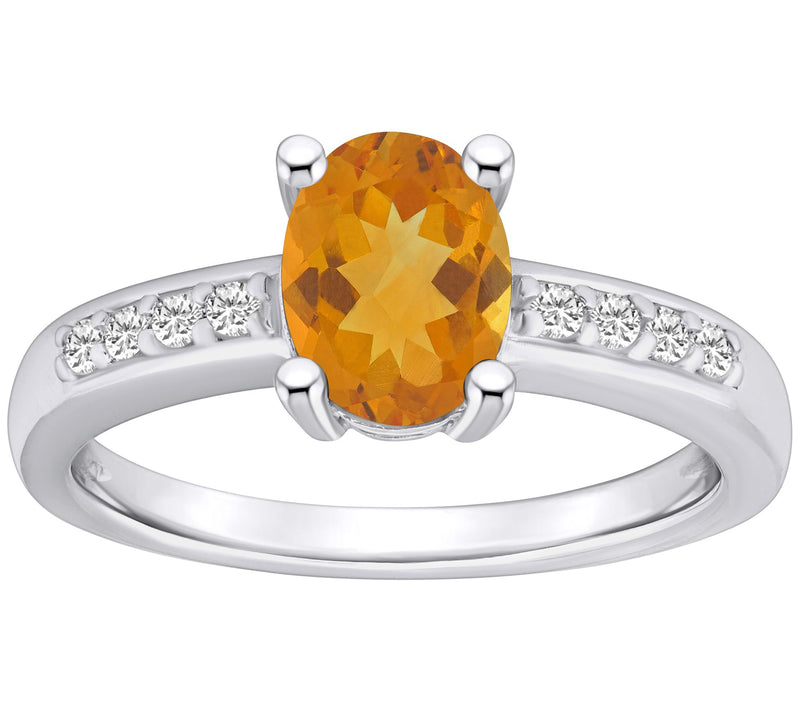 Affinity Gems Oval Gemstone & Diamond Ring, 14K White Gold — View 9