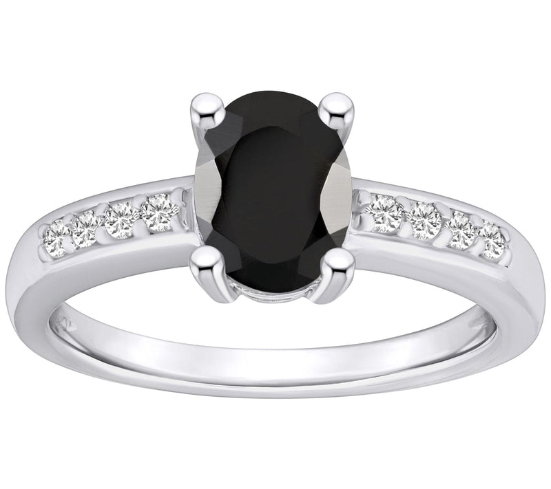 Affinity Gems Oval Gemstone & Diamond Ring, 14K White Gold — View 5