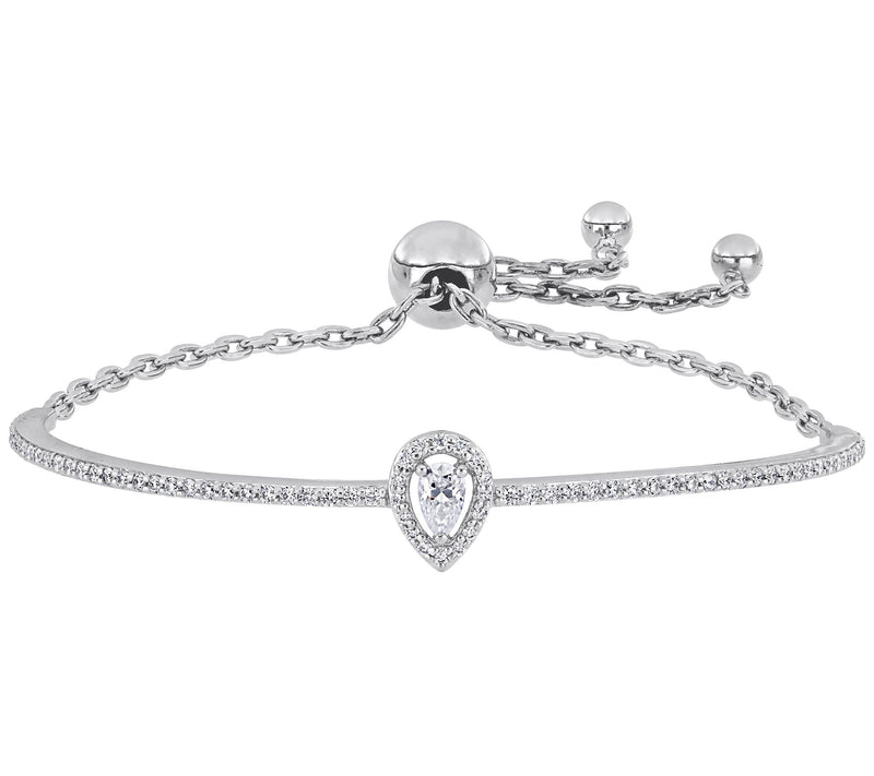 MoissanIce Moissanite 0.75 cttw Pear Halo Bracelet, Sterling — Main view