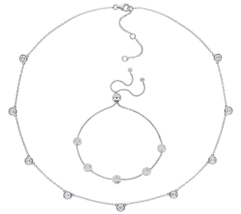MoissanIce Moissanite Bracelet & Necklace Set, Sterling — Main view