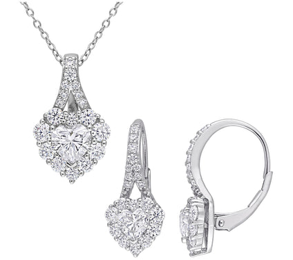 MoissanIce Moissanite Earrings & Necklace Set, Sterling Silver