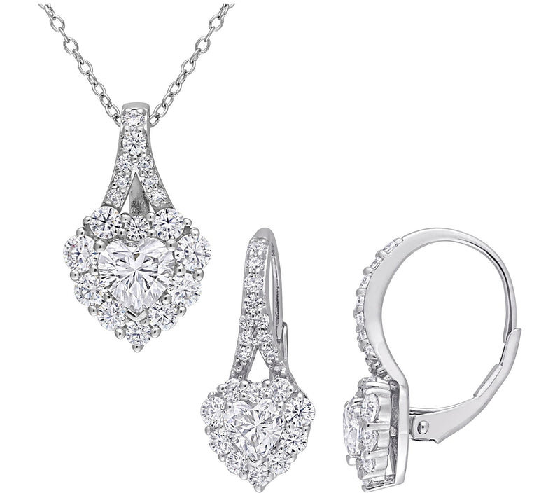 MoissanIce Moissanite Earrings & Necklace Set, Sterling Silver — Main view
