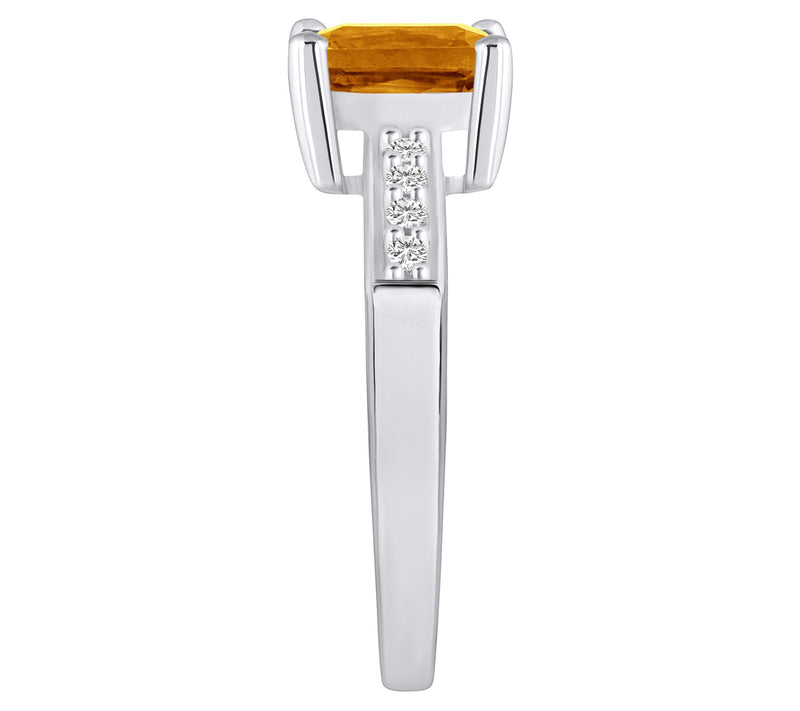 Affinity Gems Emerald Cut Gemstone & Diamond Ri ng, 14K — View 15