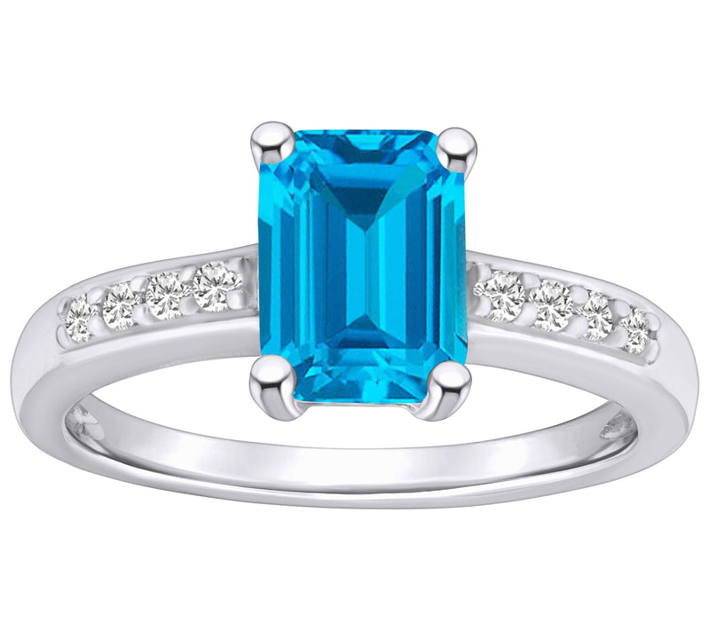 Affinity Gems Emerald Cut Gemstone & Diamond Ri ng, 14K — View 7