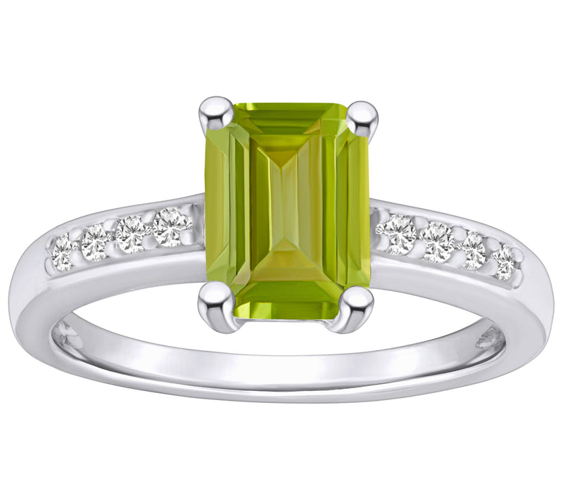 Affinity Gems Emerald Cut Gemstone & Diamond Ri ng, 14K — View 13
