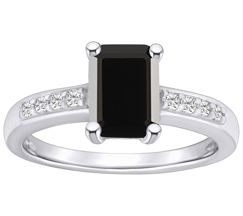 Affinity Gems Emerald Cut Gemstone & Diamond Ri ng, 14K — View 5