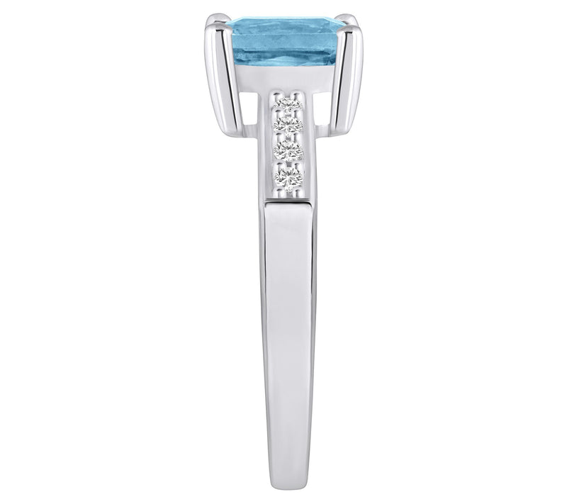 Affinity Gems Emerald Cut Aquamarine & Diamond Ring, 14K Gold — View 7