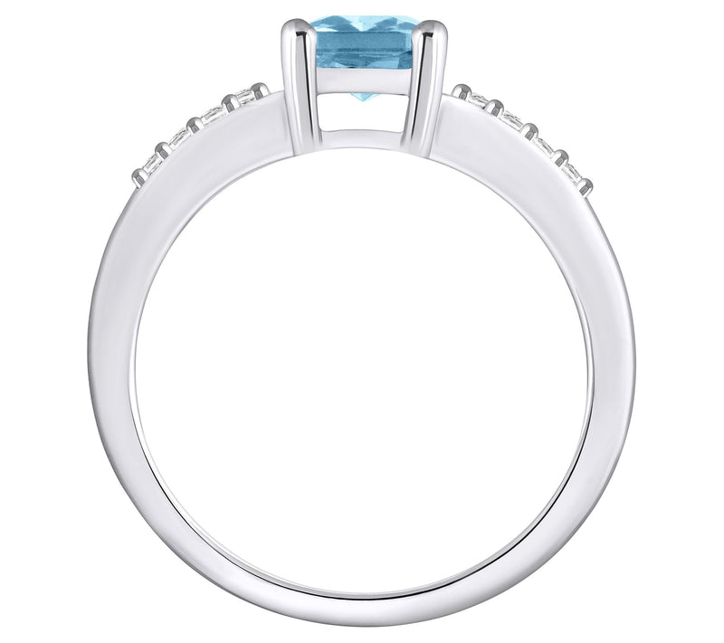 Affinity Gems Emerald Cut Aquamarine & Diamond Ring, 14K Gold — View 6
