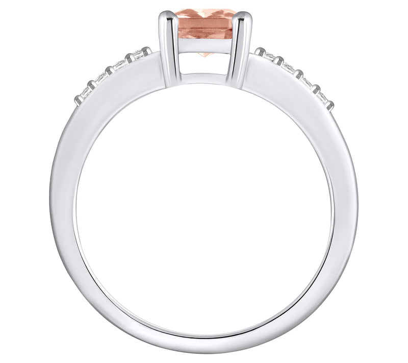 Affinity Gems Emerald Cut Morganite & Diamond Ring, 14K Gold — View 8