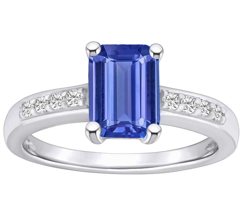 Affinity Gems Emerald Cut Tanzanite & Diamond Ring, 14K Gold — View 3
