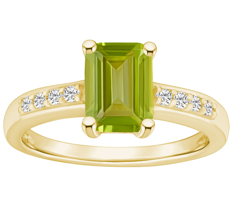 Affinity Gems Emerald Cut Gemstone & Diamond Ring, 14K Gold — View 13