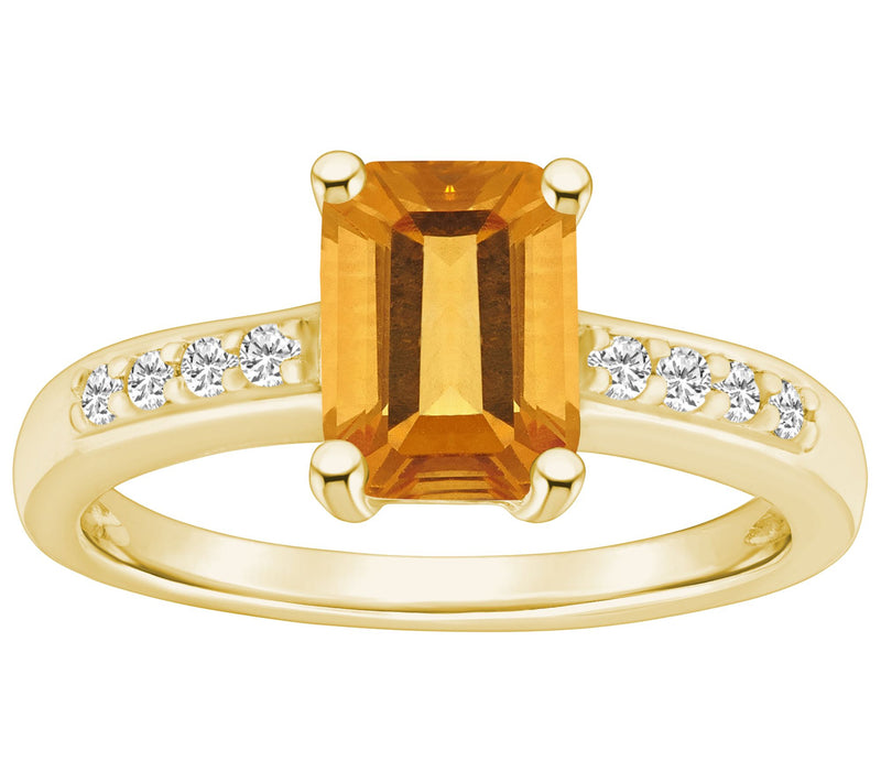 Affinity Gems Emerald Cut Gemstone & Diamond Ring, 14K Gold — View 9