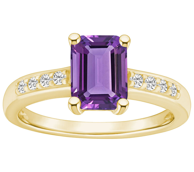 Affinity Gems Emerald Cut Gemstone & Diamond Ring, 14K Gold — Main view
