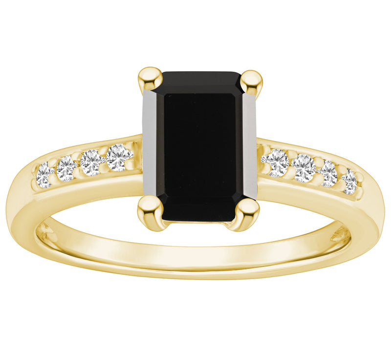 Affinity Gems Emerald Cut Gemstone & Diamond Ring, 14K Gold — View 5