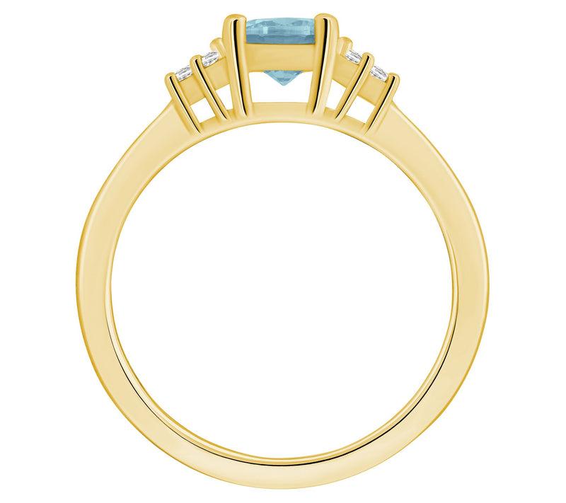 Affinity Gems Round Cut Aquamarine & Diamond Ri ng, 14K Gold — View 6