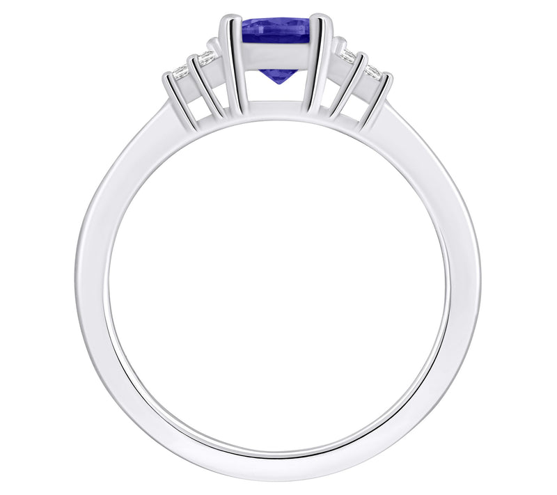 Affinity Gems Round Cut Tanzanite & Diamond Rin g, 14K Gold — View 6