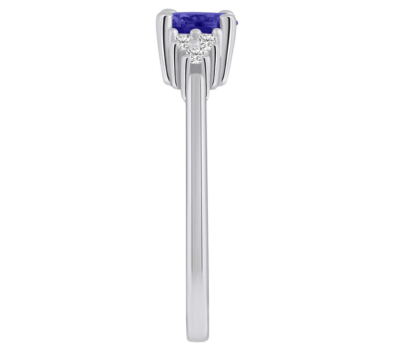 Affinity Gems Round Cut Tanzanite & Diamond Rin g, 14K Gold — View 7
