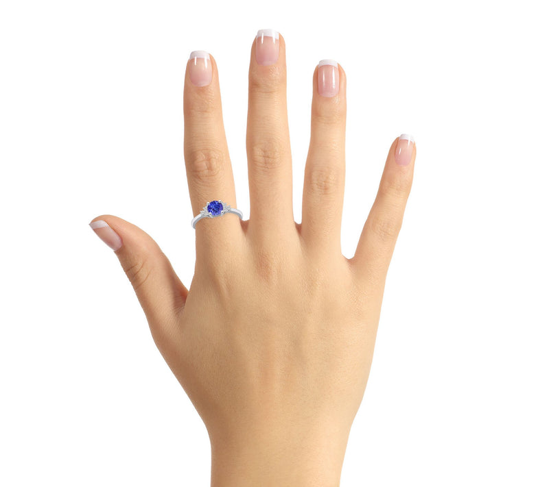 Affinity Gems Round Cut Tanzanite & Diamond Rin g, 14K Gold — View 8